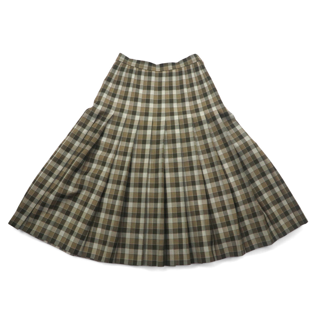 GIVENCHY 80年代 オールド プリーツスカート M ブラウン チェック ウール 日本製
