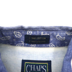CHAPS RALPH LAUREN 90s Short Sleeve Denim Button Down Shirt L Blue White Striped Cotton
