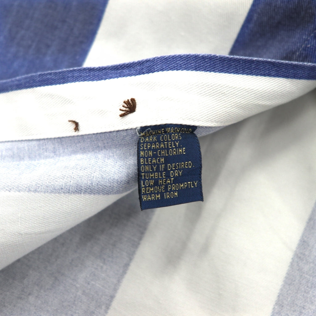 CHAPS RALPH LAUREN 90s Short Sleeve Denim Button Down Shirt L Blue White Striped Cotton