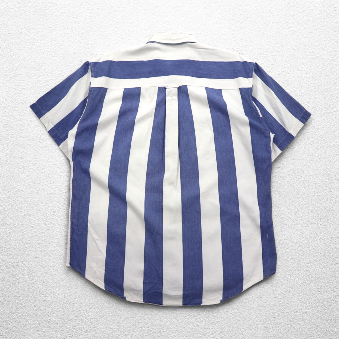 CHAPS RALPH LAUREN 90s Short Sleeve Denim Button Down Shirt L Blue White Striped Cotton