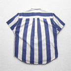 CHAPS RALPH LAUREN 90s Short Sleeve Denim Button Down Shirt L Blue White Striped Cotton