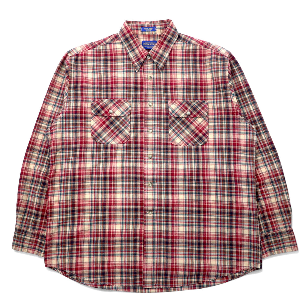 日本然リトテ-古着オンライン-PENDLETON フランネルシャツ XL レッド チェック コットン HIKER SHIRT-PENDLETON Flannel Shirt XL Red Checked Cotton HIKER SHIRT