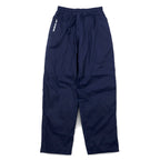Reebok 90s nylon track pants, jersey, L, navy, vector logo embroidery, slit, zip hem