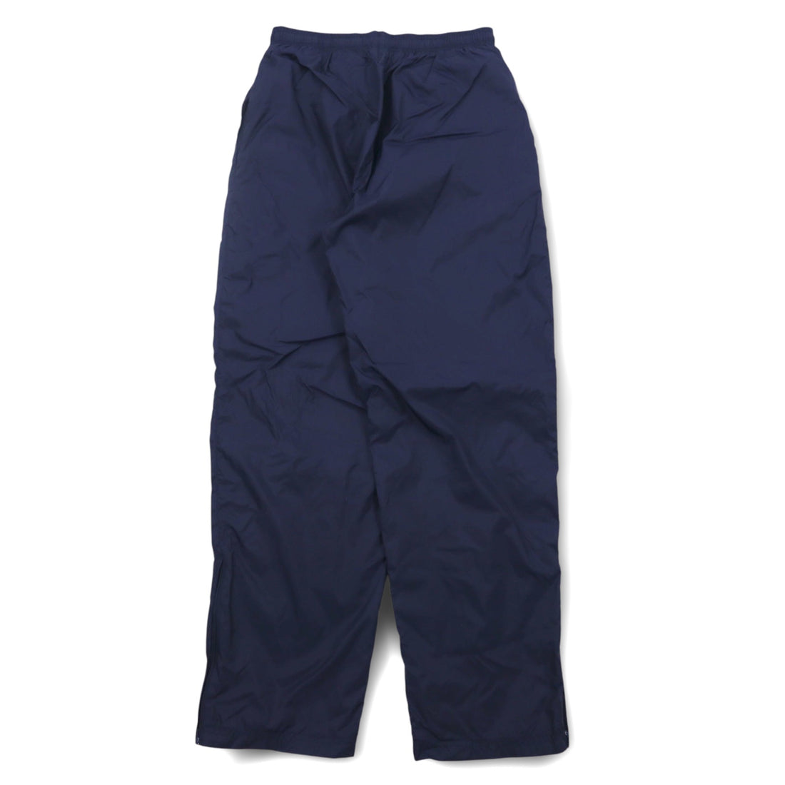 Reebok 90s nylon track pants, jersey, L, navy, vector logo embroidery, slit, zip hem