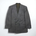 90s Japan Vintage Double-Breasted Blazer by Roberta di Camerino, Made in Japan, Herringbone Double-Breasted Tailored Jacket, Size M, Gray Wool