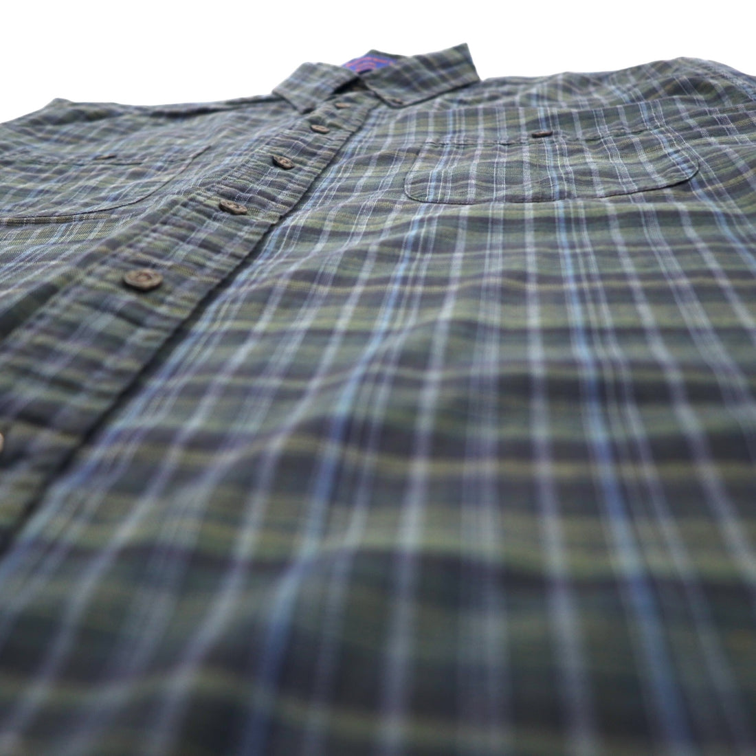 PENDLETON Flannel Button-Down Shirt L Green Check Cotton EXPEDITION SHIRT