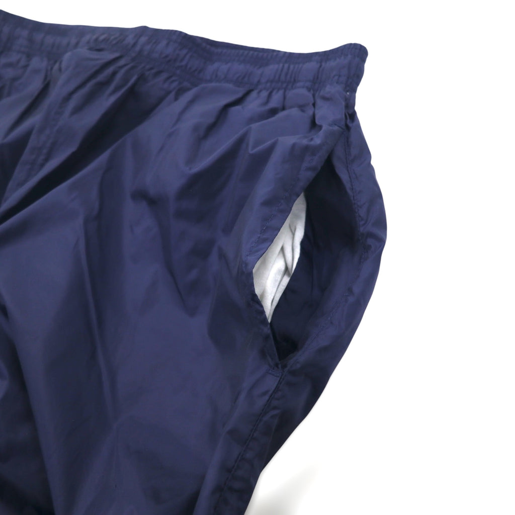 Reebok 90s nylon track pants, jersey, L, navy, vector logo embroidery, slit, zip hem