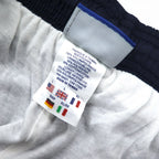 Reebok 90s nylon track pants, jersey, L, navy, vector logo embroidery, slit, zip hem