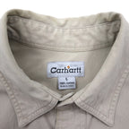 carhartt Work Shirt L Beige Cotton Canvas Chest Pocket S113STN