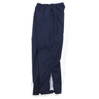 Reebok 90s nylon track pants, jersey, L, navy, vector logo embroidery, slit, zip hem