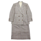 日本然リトテ-古着オンライン-Burberrys シルク ダブル スーツ セットアップ M ベージュ チェック ウール WILLIAM BROWN-Burberrys Silk Double Suit Setup M Beige Checked Wool WILLIAM BROWN