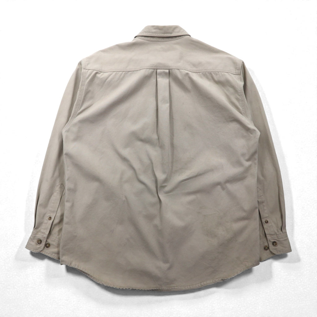 carhartt Work Shirt L Beige Cotton Canvas Chest Pocket S113STN