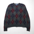 Polo Ralph Lauren 90s Argyle Knit Sweater, 2XL, Gray Wool, Crew Neck