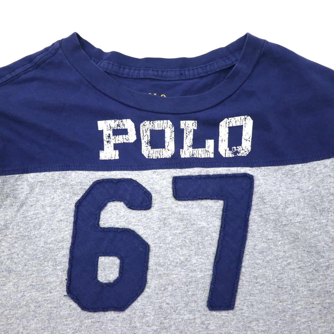 POLO RALPH LAUREN Football T-Shirt XL Navy Grey Cotton Numbering