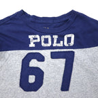 POLO RALPH LAUREN Football T-Shirt XL Navy Grey Cotton Numbering