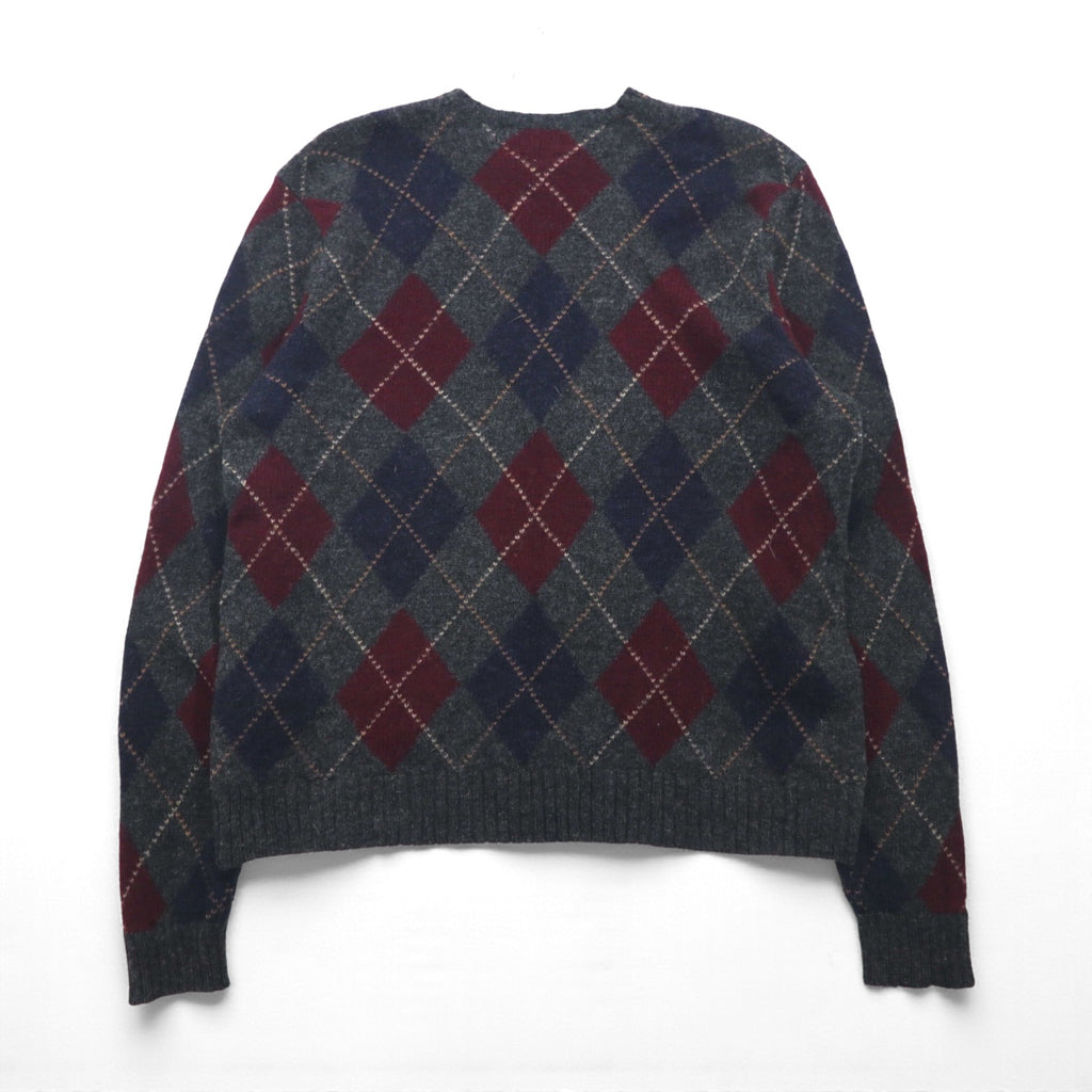Polo Ralph Lauren 90s Argyle Knit Sweater, 2XL, Gray Wool, Crew Neck