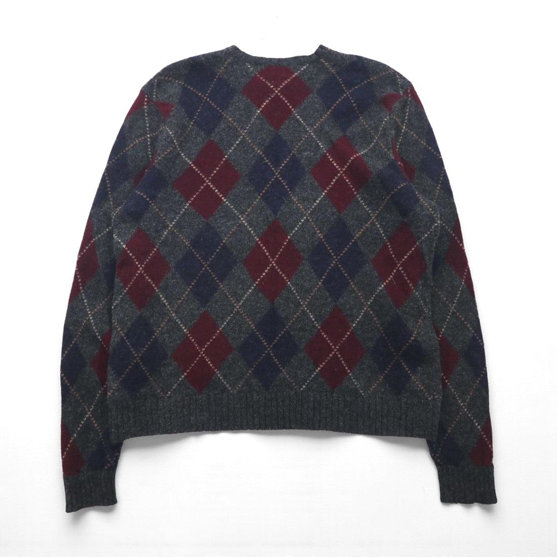 Polo Ralph Lauren 90s Argyle Knit Sweater, 2XL, Gray Wool, Crew Neck