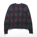 Polo Ralph Lauren 90s Argyle Knit Sweater, 2XL, Gray Wool, Crew Neck