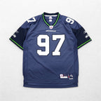 REEBOK Game Shirt L Navy Polyester Numbering NFL SEATTLE SEAHAWKS Football Uniform