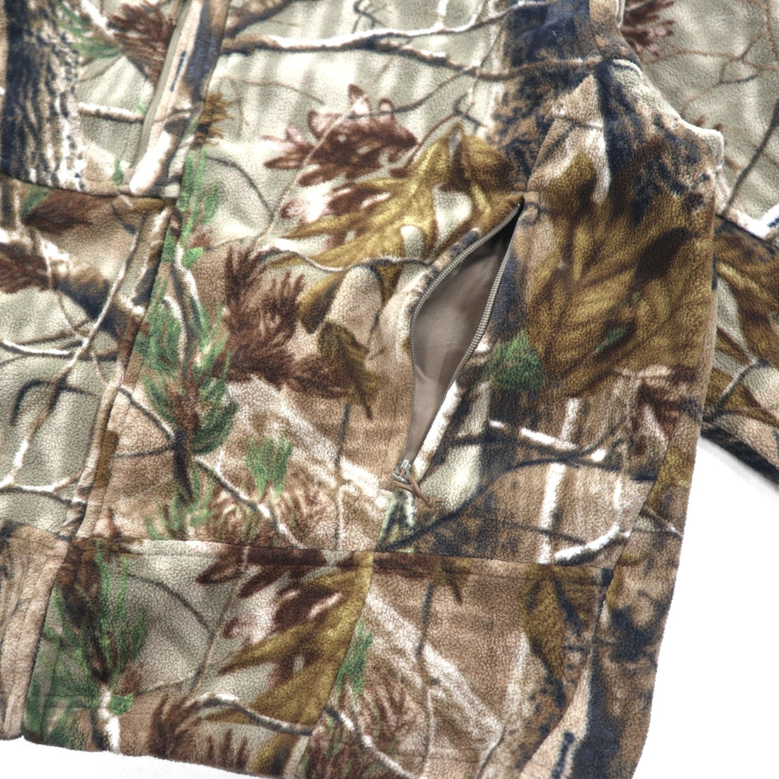 RED HEAD Real Tree Camo Fleece Jacket XL Khaki WINDPROOF Water Repellent Zip Up