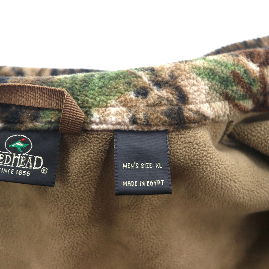 RED HEAD Real Tree Camo Fleece Jacket XL Khaki WINDPROOF Water Repellent Zip Up