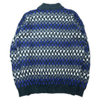 McGREGOR 80's Bottle Neck Low Gauge Knit Sweater L Gray Acrylic All Over Pattern