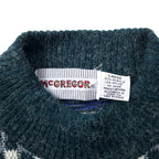 McGREGOR 80's Bottle Neck Low Gauge Knit Sweater L Gray Acrylic All Over Pattern