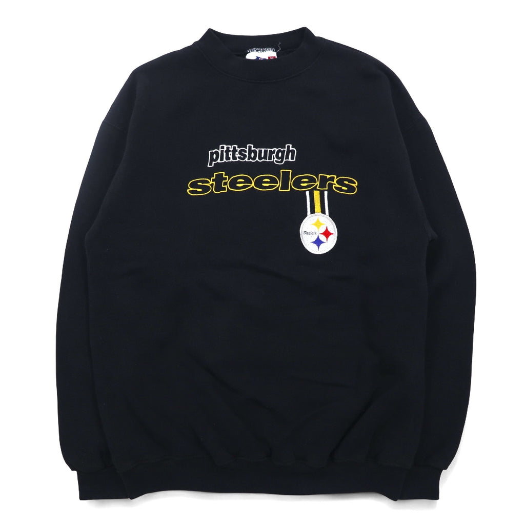LOGO ATHLETIC 90s NFL Embroidered Sweatshirt M Black PITTSBURGH STEELERS Made in Mexico
