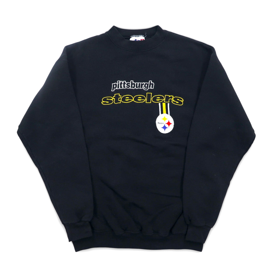 LOGO ATHLETIC 90s NFL Embroidered Sweatshirt M Black PITTSBURGH STEELERS Made in Mexico