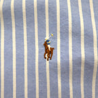 Ralph Lauren オックスフォード ボタンダウン シャツ L ブルー ストライプ スモールポニー刺繡
