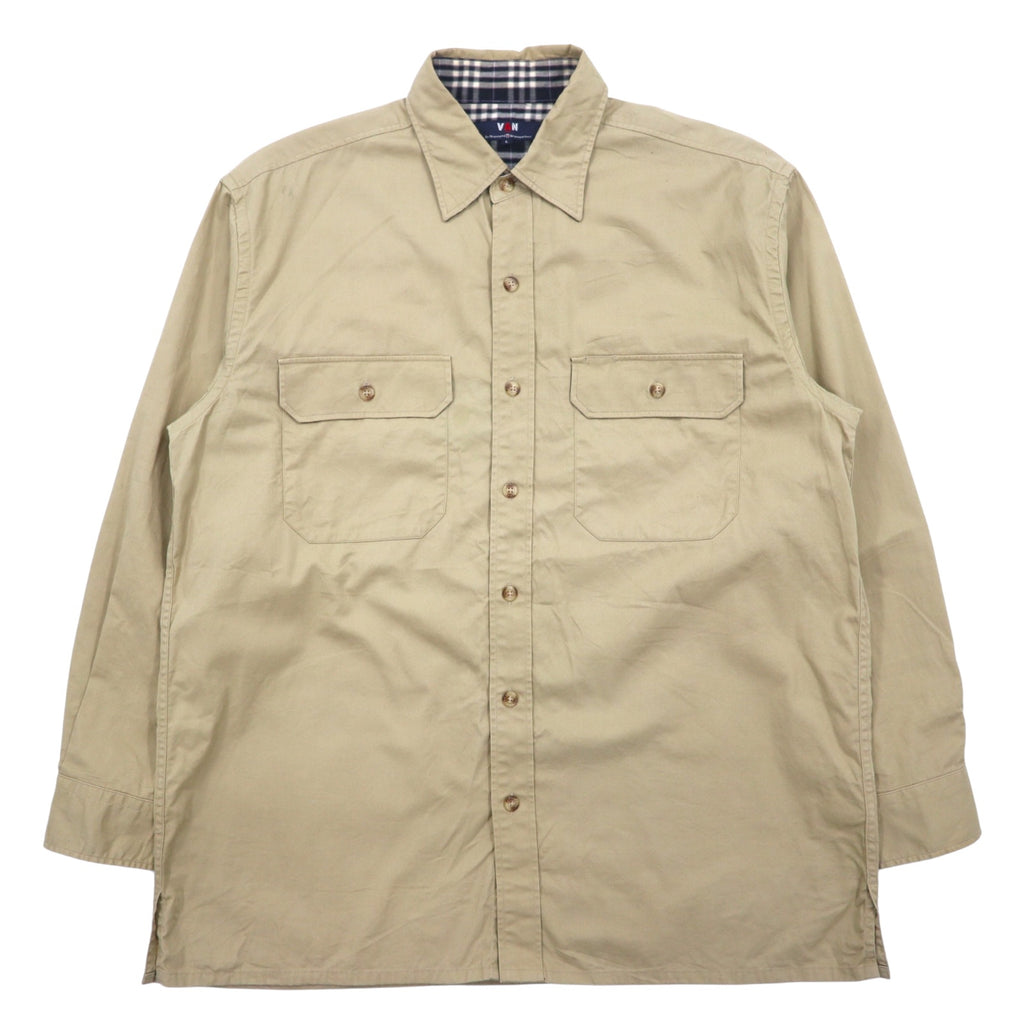 日本然リトテ-古着オンライン-VAN -JAC- ワークシャツ L ベージュ コットン ボックスシルエット-VAN -JAC- Work shirt L beige cotton box silhouette