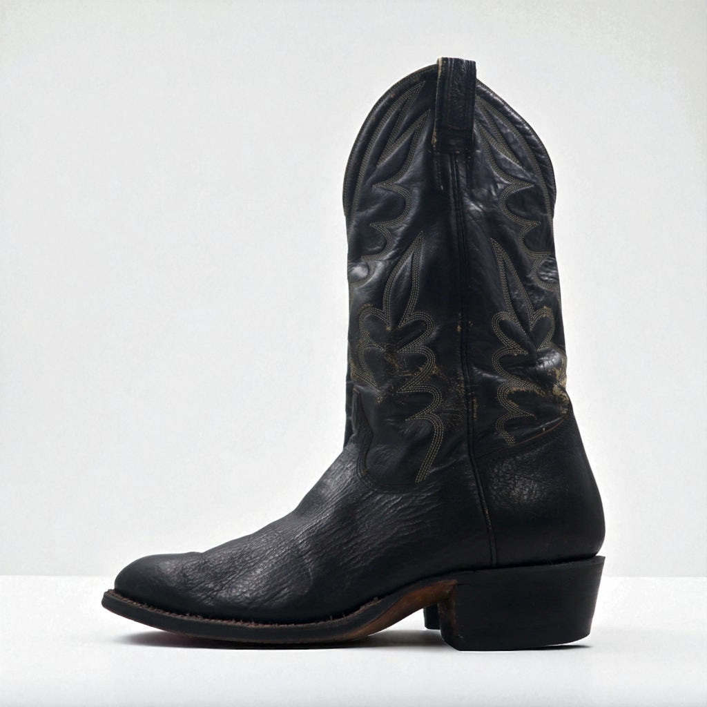 Vintage 90s Leather Cowboy Western Boots CRISTOBAL ROMERO カウボーイ ウエスタンブーツ 27.5cm ステッチ 刺繍 9622