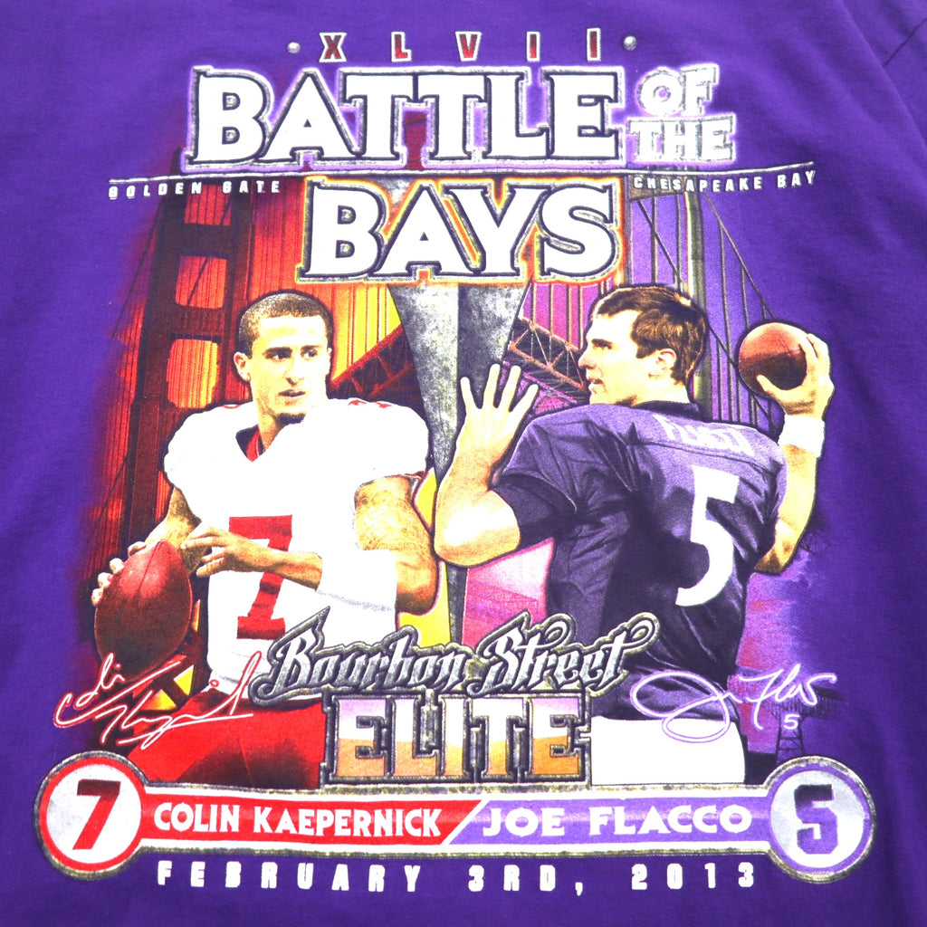 GILDAN Long Sleeve T-Shirt, XL, Purple, Cotton, NFL BATTLE OF THE BAYS
