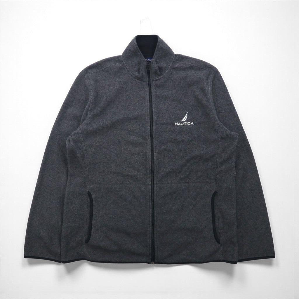NAUTICA Full Zip Fleece Jacket XL Gray Drawcord
