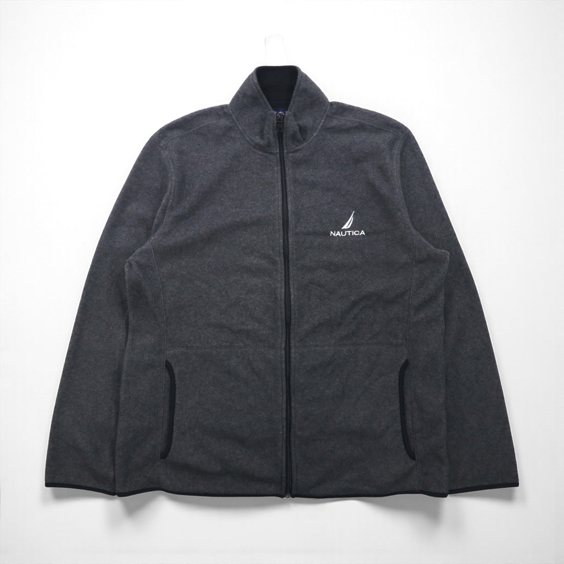NAUTICA Full Zip Fleece Jacket XL Gray Drawcord