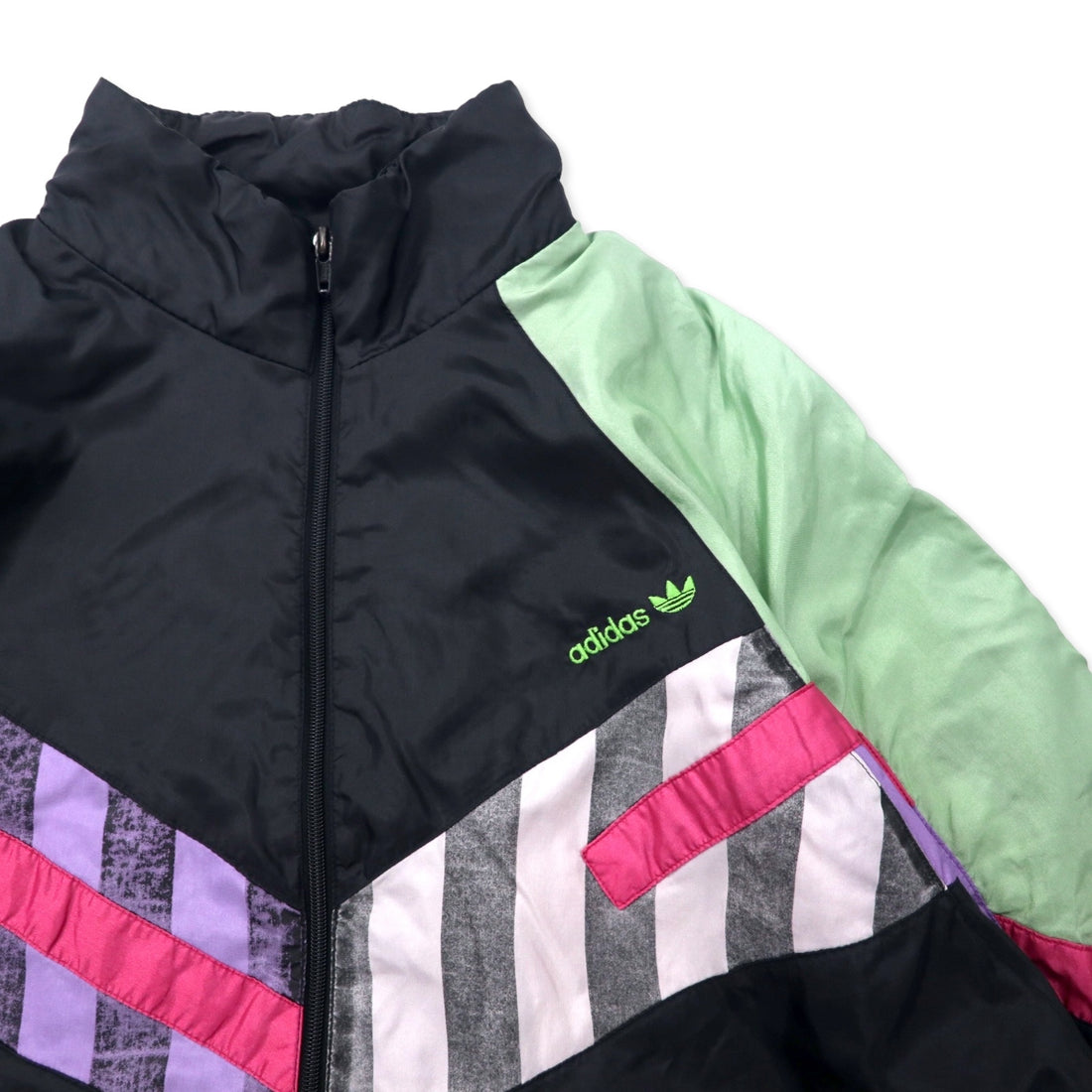 adidas 90's Nylon Jacket Windbreaker F180 Black Trefoil Logo Silver Tag Big Size