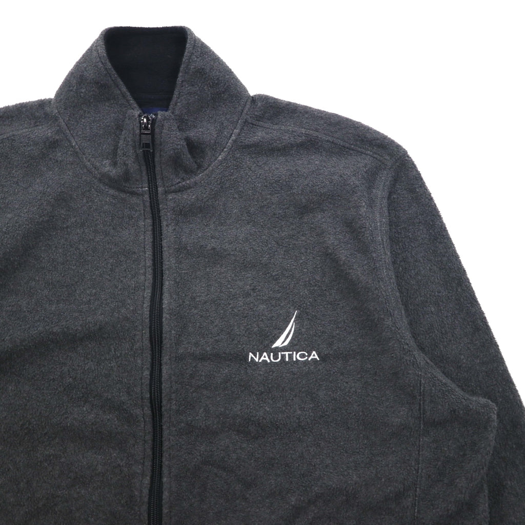 NAUTICA Full Zip Fleece Jacket XL Gray Drawcord