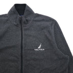 NAUTICA Full Zip Fleece Jacket XL Gray Drawcord