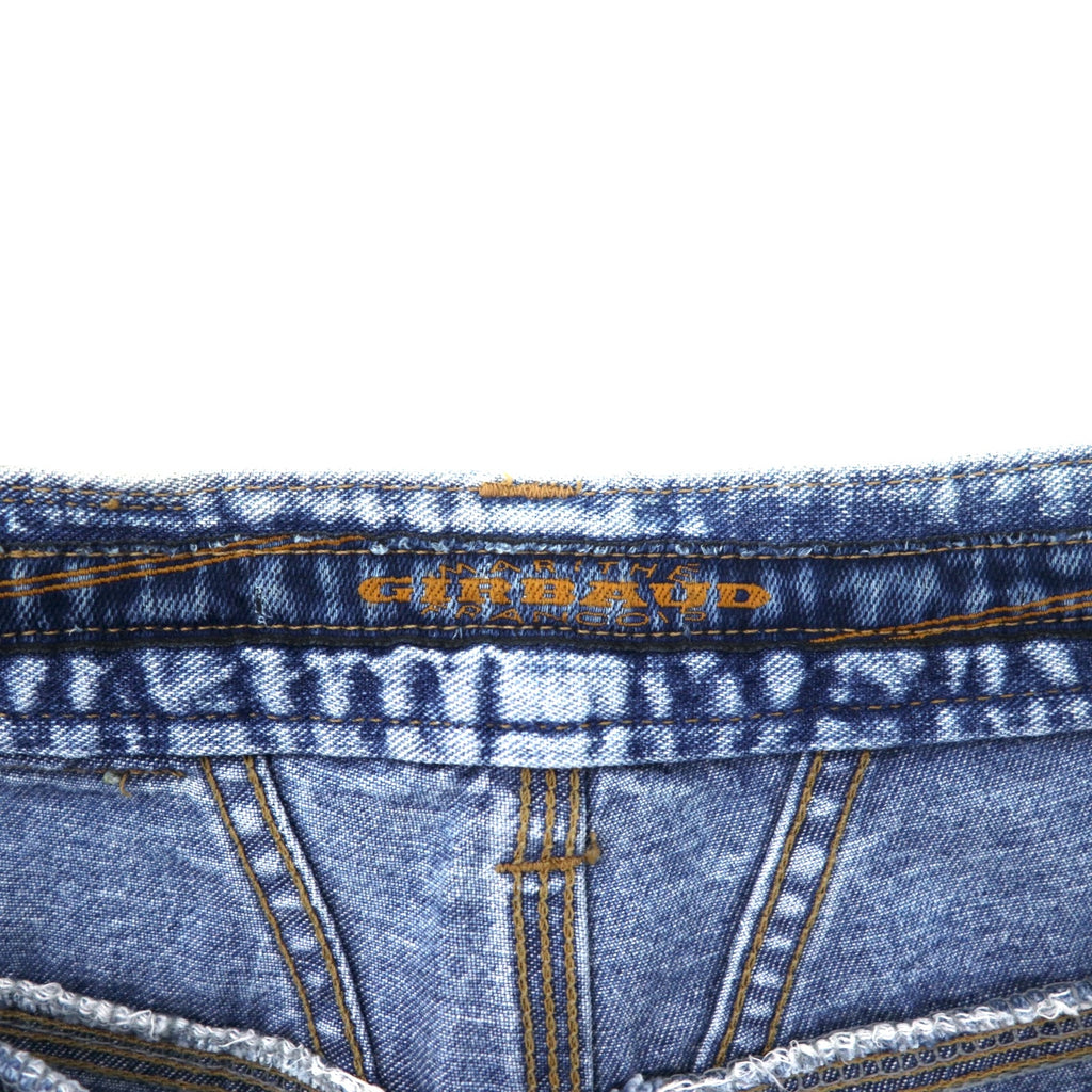 MARITHE FRANCOIS GIRBAUD Baggy Tapered Denim Pants S Blue Ice Wash Cotton Button Fly Made in Japan