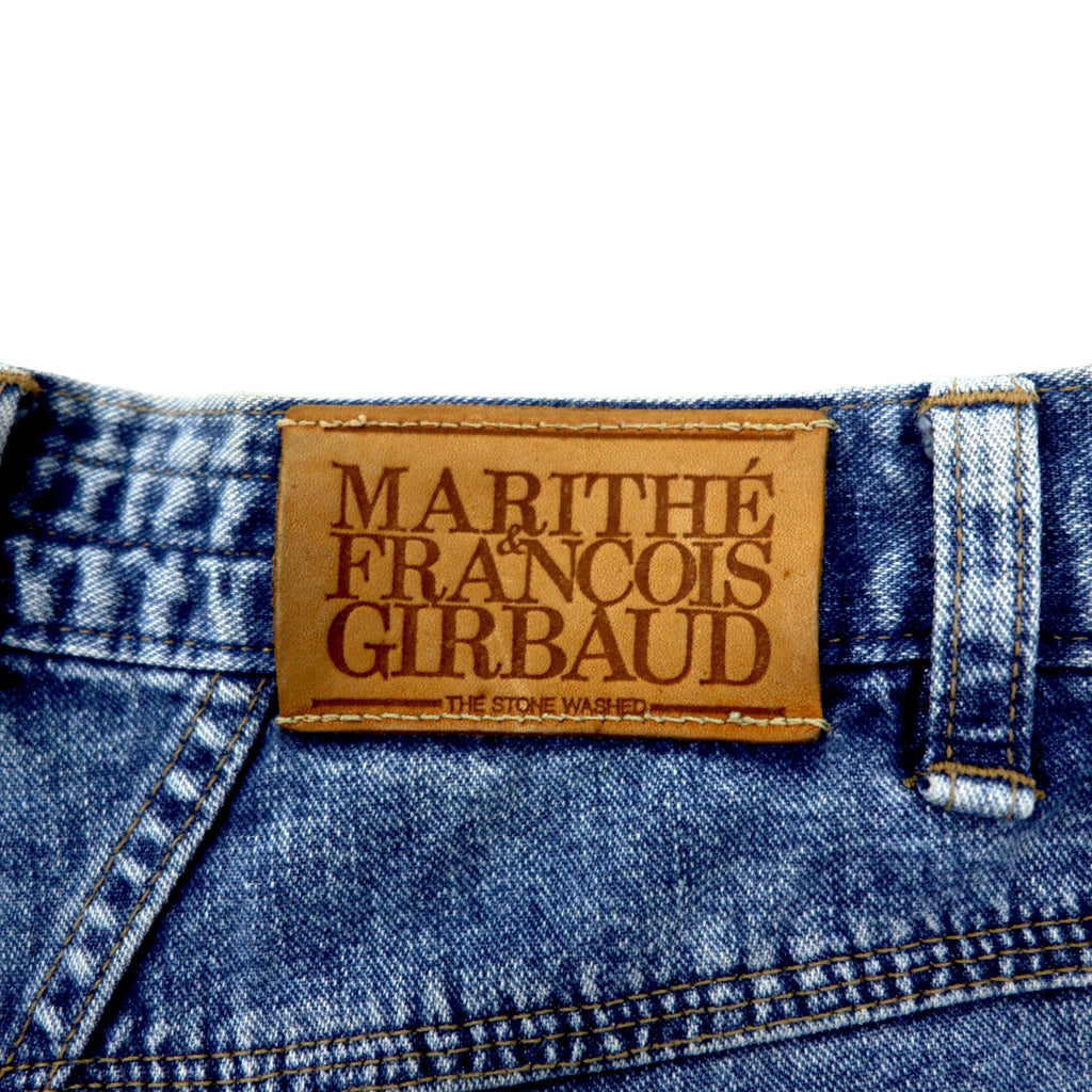 MARITHE FRANCOIS GIRBAUD Baggy Tapered Denim Pants S Blue Ice Wash Cotton Button Fly Made in Japan