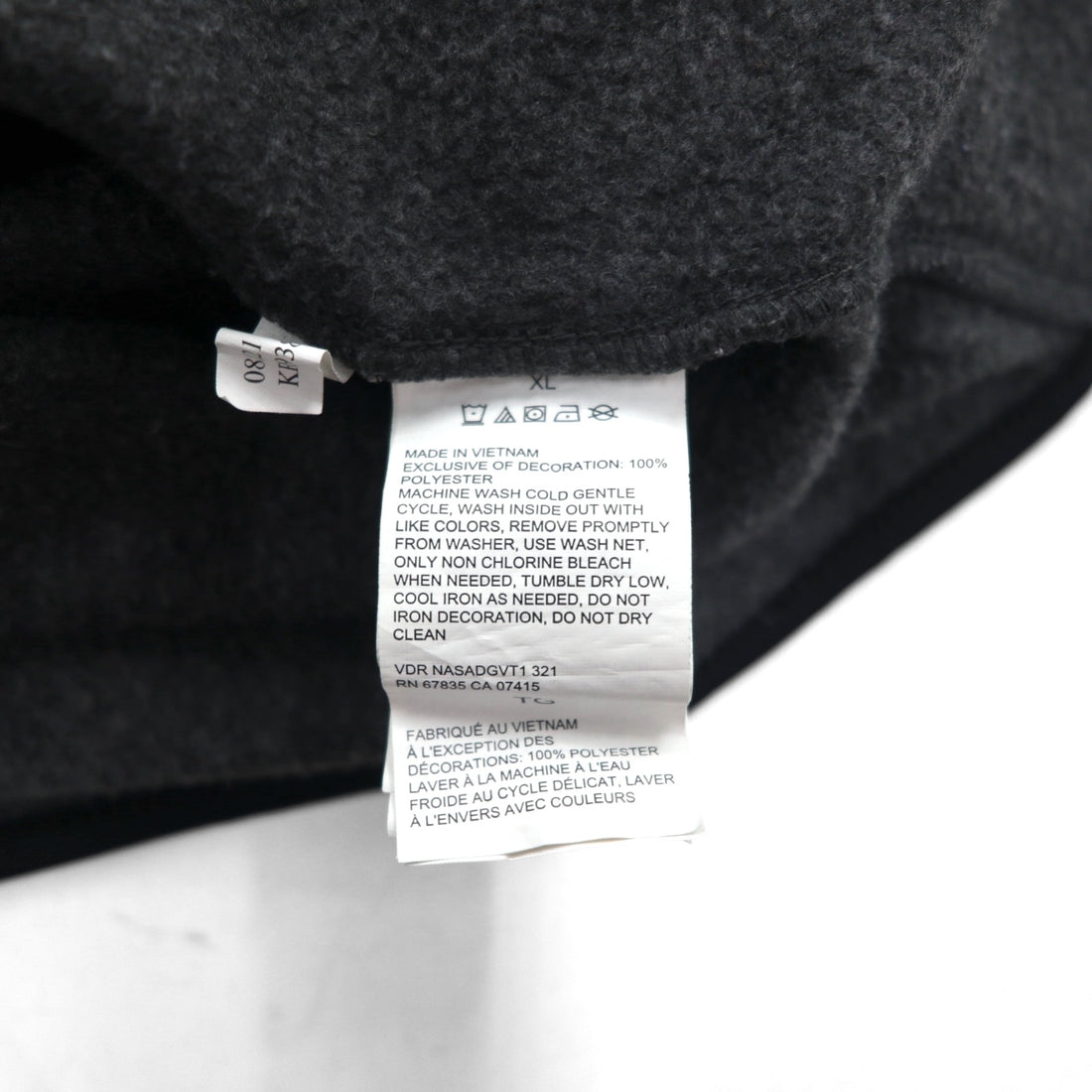 NAUTICA Full Zip Fleece Jacket XL Gray Drawcord