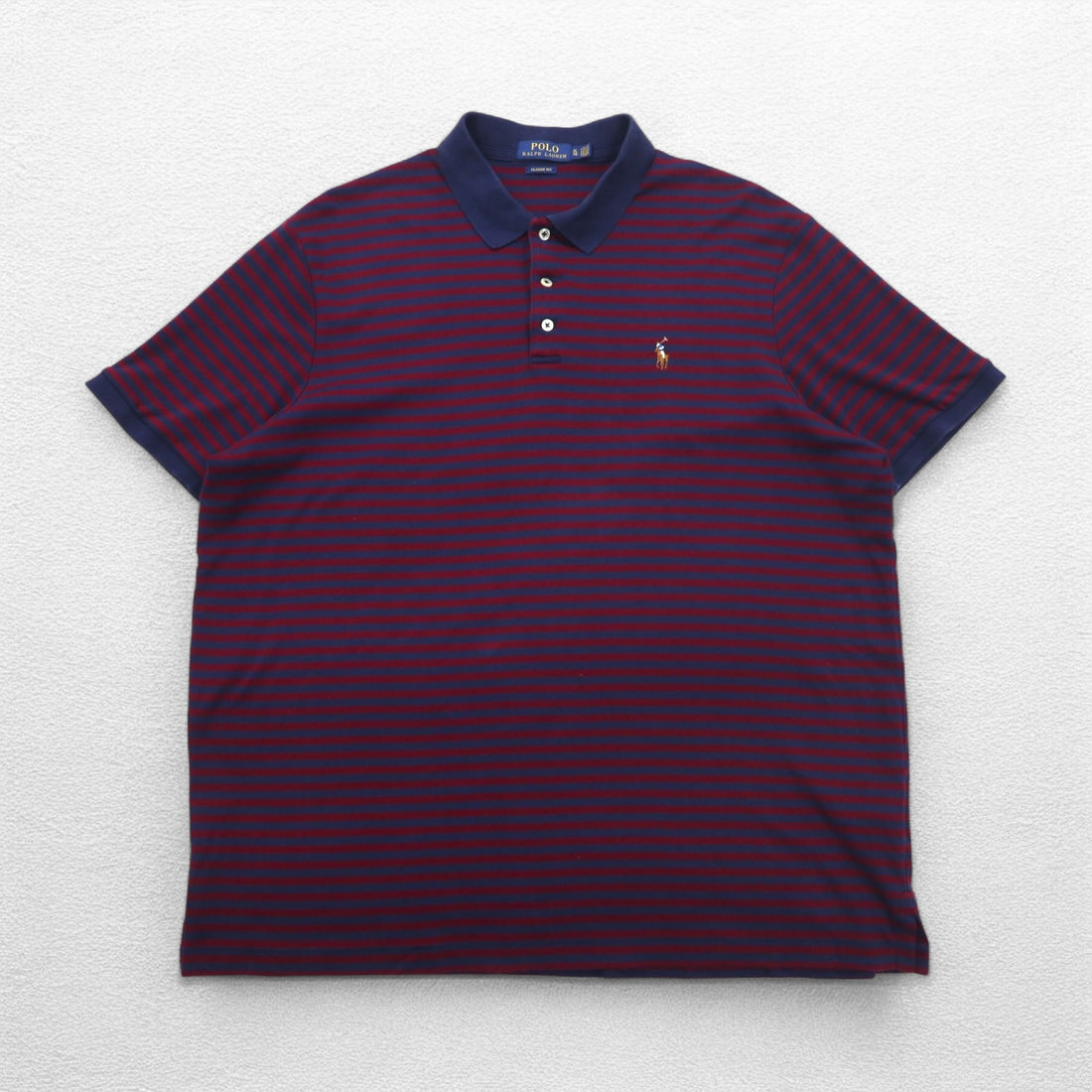 POLO RALPH LAUREN クラシックフィット ボーダー ポロシャツ XL ネイビー ボルドー スモールポニー刺繍