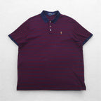 POLO RALPH LAUREN クラシックフィット ボーダー ポロシャツ XL ネイビー ボルドー スモールポニー刺繍