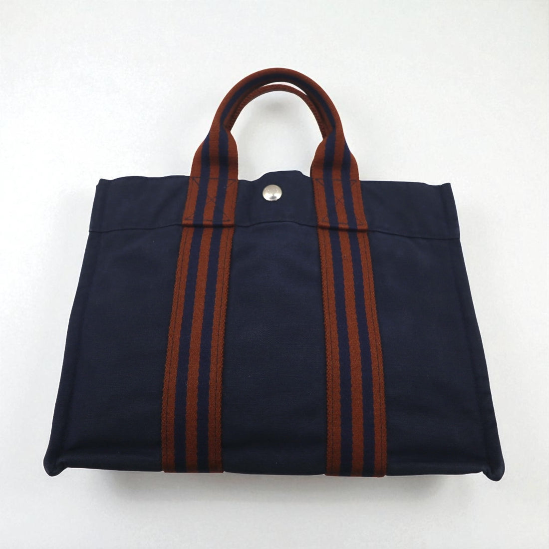 HERMES フールトゥ PM トートバッグ ハンドバッグ ネイビー キャンバス フランス製