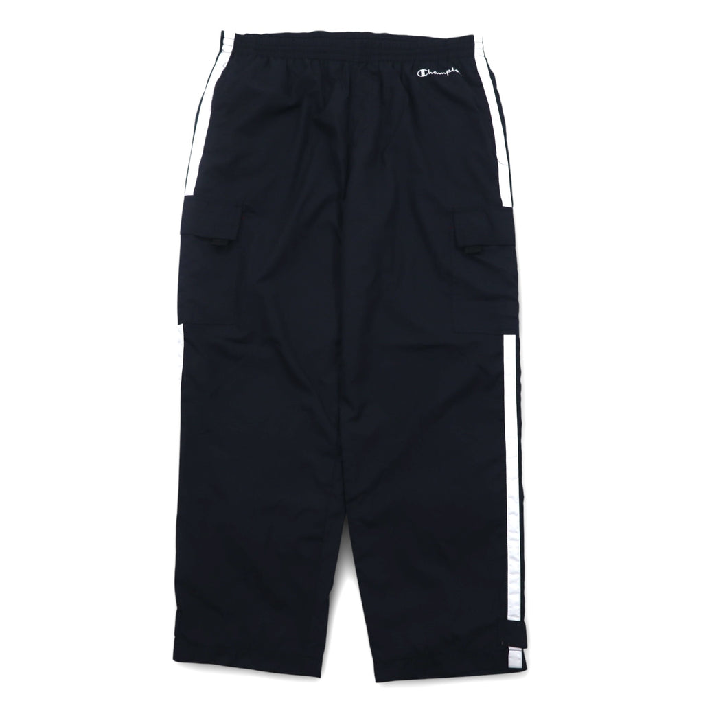 Champion 90s Cargo Track Pants Jersey L Black Side Line Pocket 3 Color Tag
