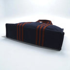 HERMES Foul Tote PM Tote Bag, Navy Canvas, Made in France