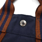 HERMES Foul Tote PM Tote Bag, Navy Canvas, Made in France