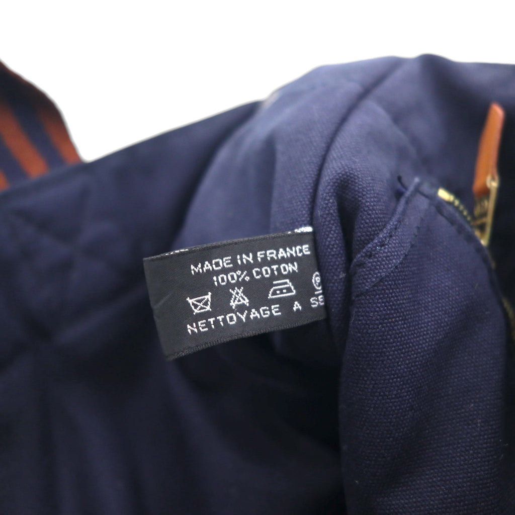 HERMES Foul Tote PM Tote Bag, Navy Canvas, Made in France