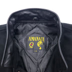 AMANATI Leather Switch Melton Stadium Jacket L Black Wool Leather HAMPTON'S