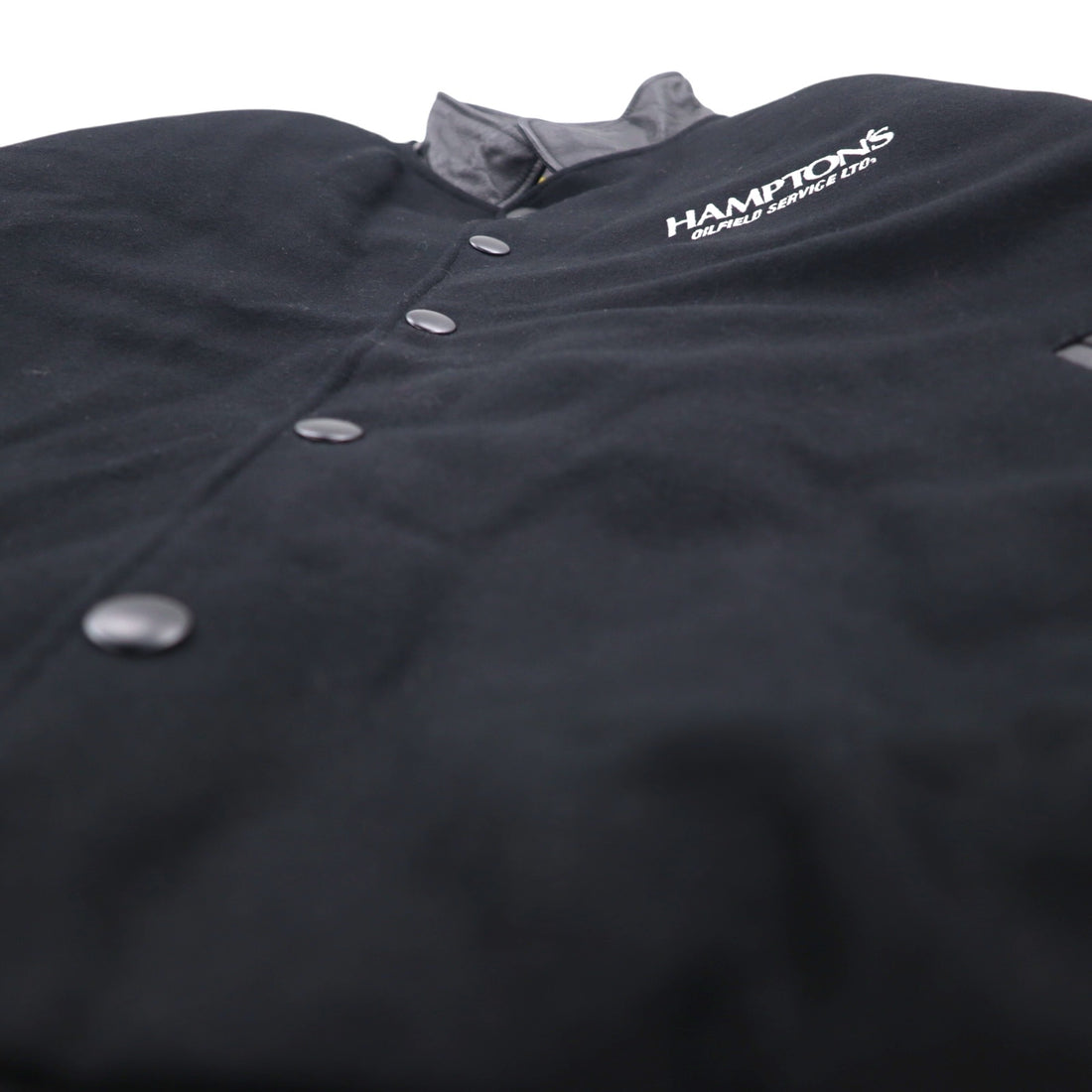 AMANATI Leather Switch Melton Stadium Jacket L Black Wool Leather HAMPTON'S